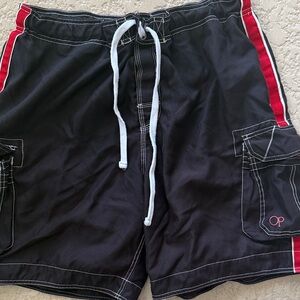 VTG OP Black and Red Men's Swim Trunks